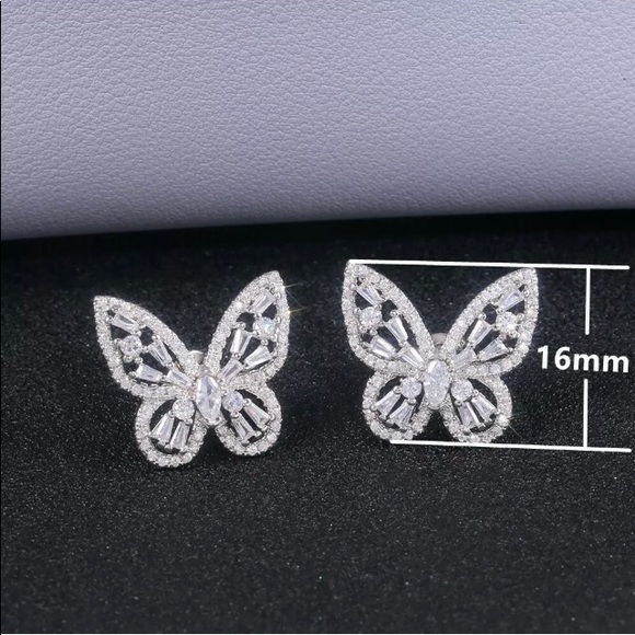 - 🍷 White Sapphires sparkling Butterflies.925 - Picture 5 of 6